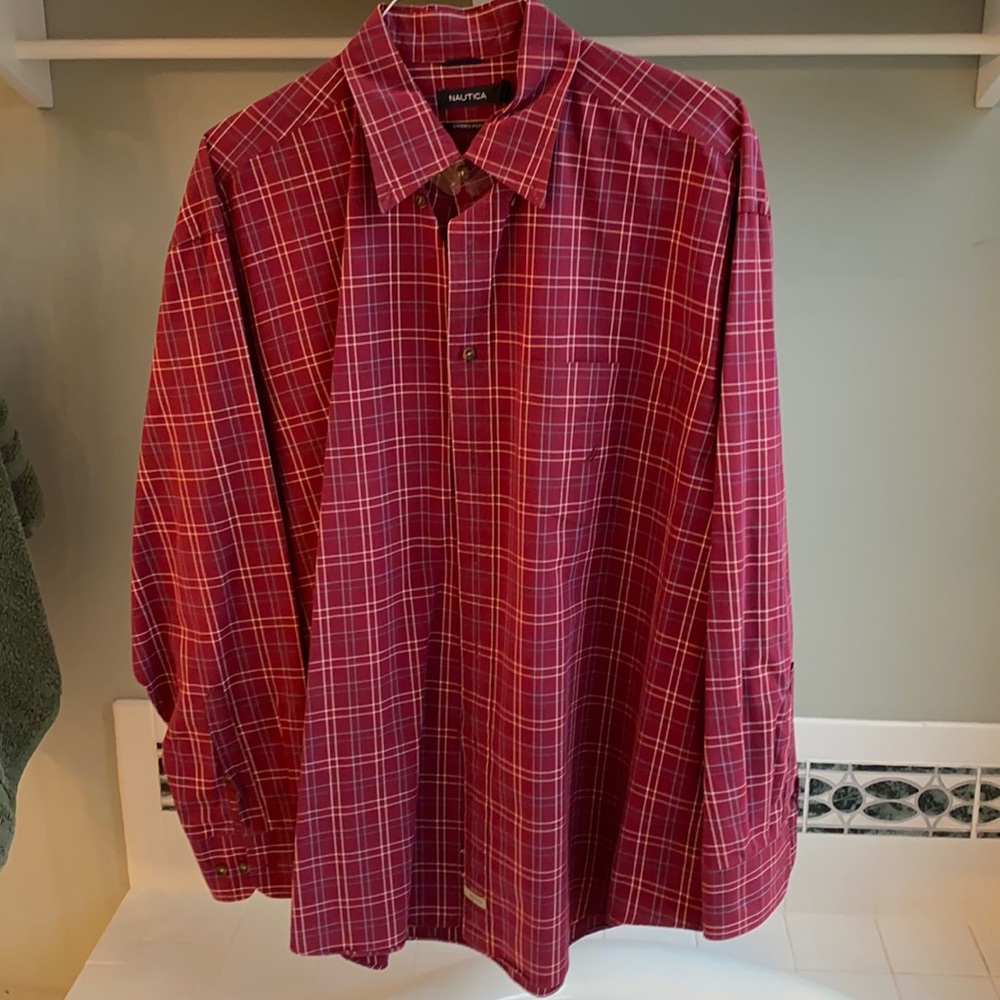 Nautica XXL Red Cream and Blue Plaid Long Sleeve